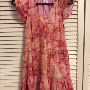 Buddy Love Pink and Yellow Mini Dress